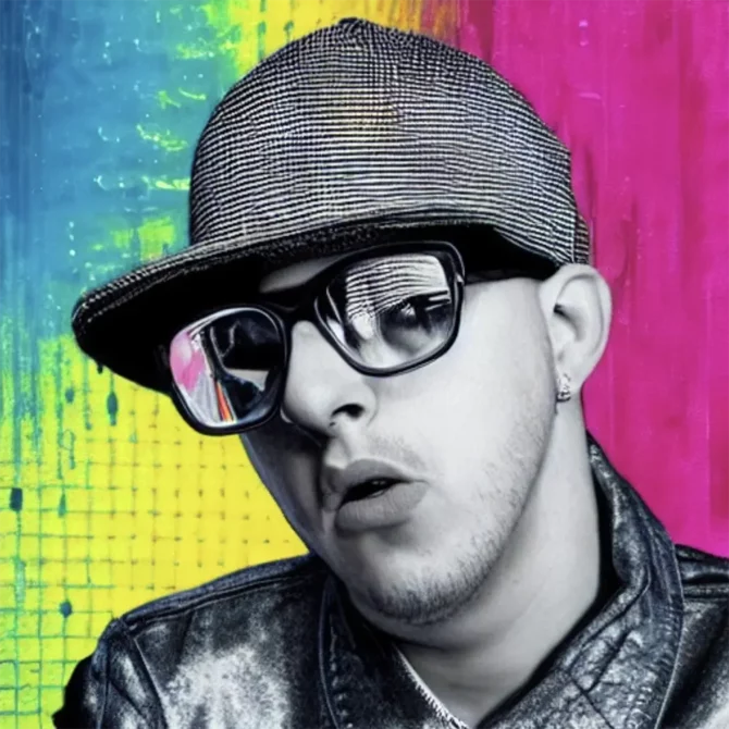 Bad Bunny in the style of Gerhard Richter     1